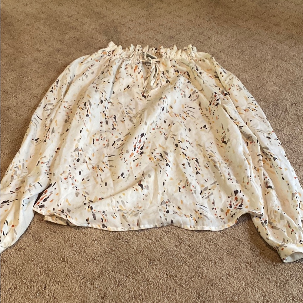 Cream and Orange Patterned Top